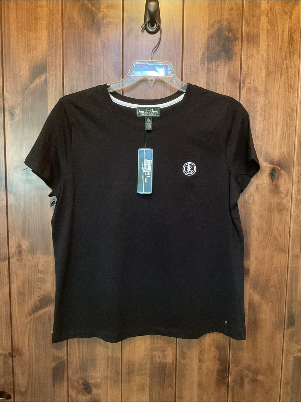 Ralph Lauren Black Crewneck Tee with Small RL Patch